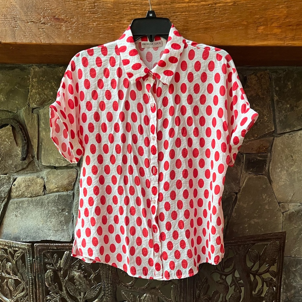 Red and White Polka Dot Blouse